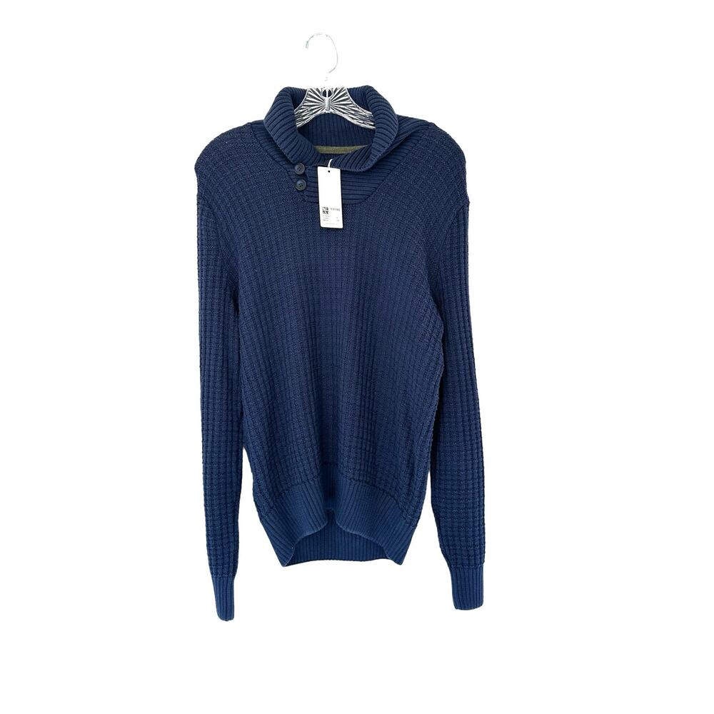 Arturo‎ Calle Sweater Men's Blue Cross Neck Preppy Cable Knit Sweater  Small